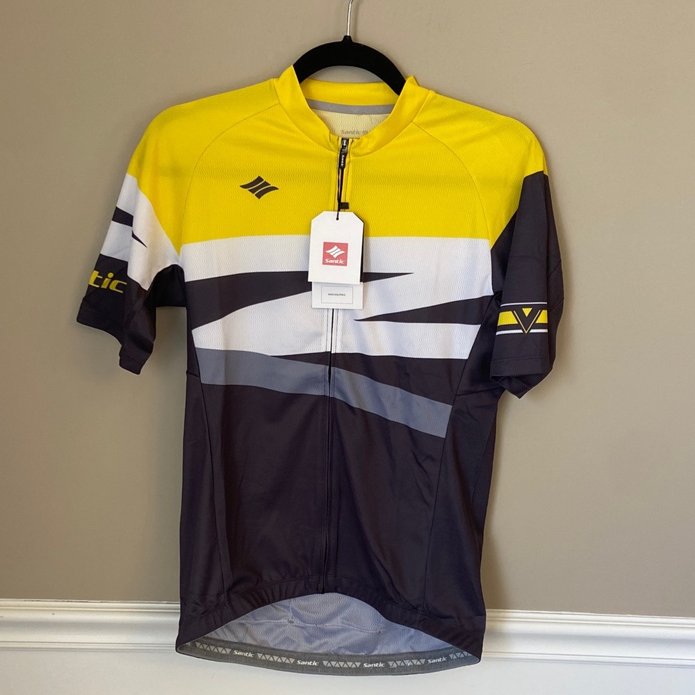NWT Men’s Santic Yellow and Black Cycling Jersey- Size Small - Picture 2 of 12